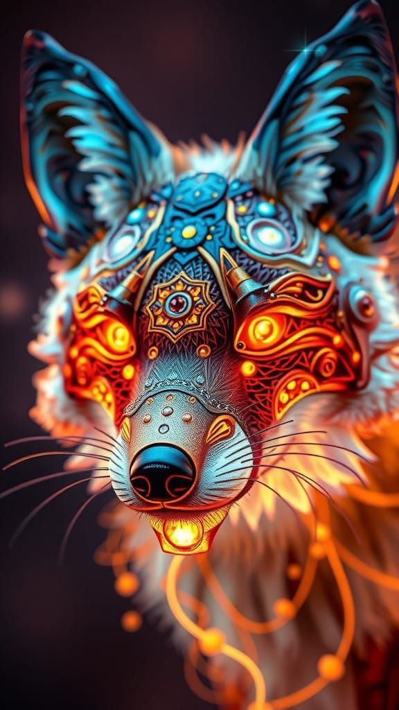 Steampunk Fox Nose in Ocre Neon