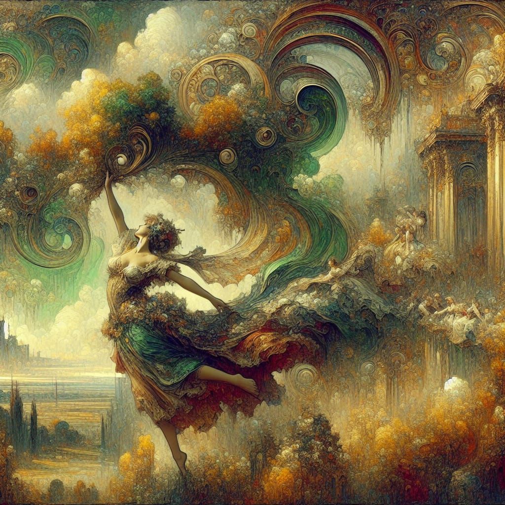 Detailed Atmospheric Digital Painting in Neoclassical Style