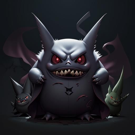 Sinister Baby Gengar in Anime Key Visual Style