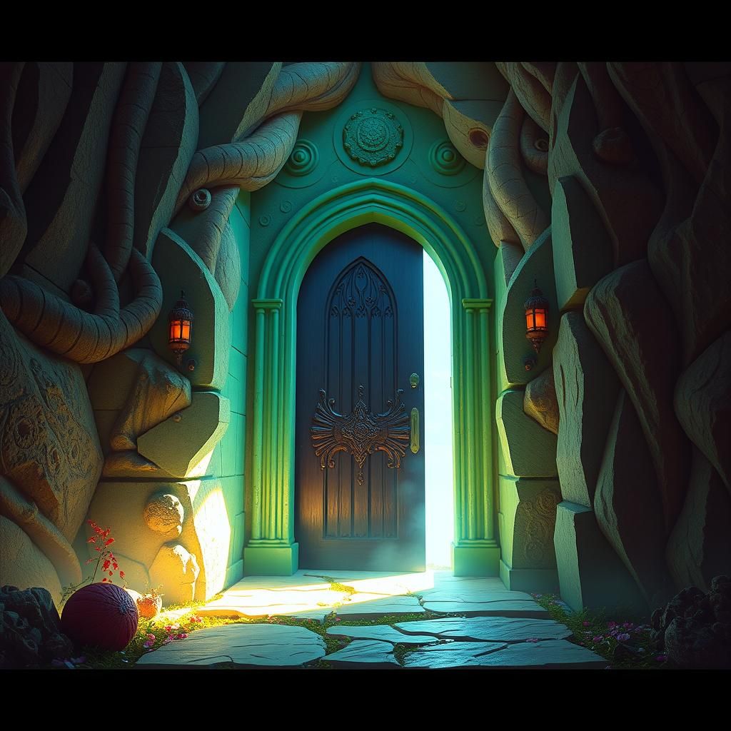 Fantastical Doorway: A Colorful Fantasy Concept