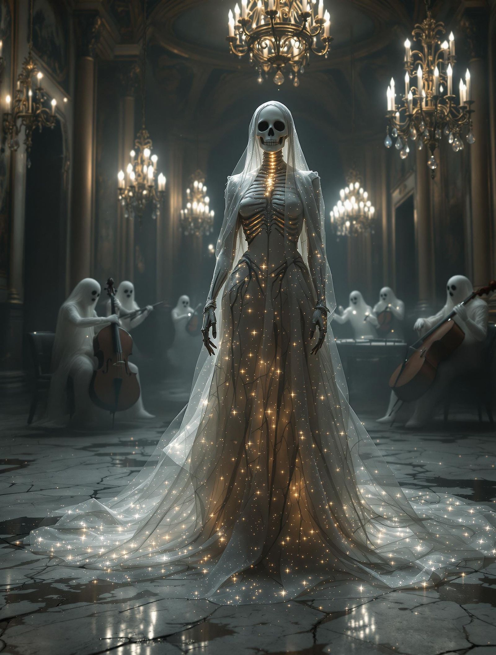 Ethereal Gothic Ballroom Scene