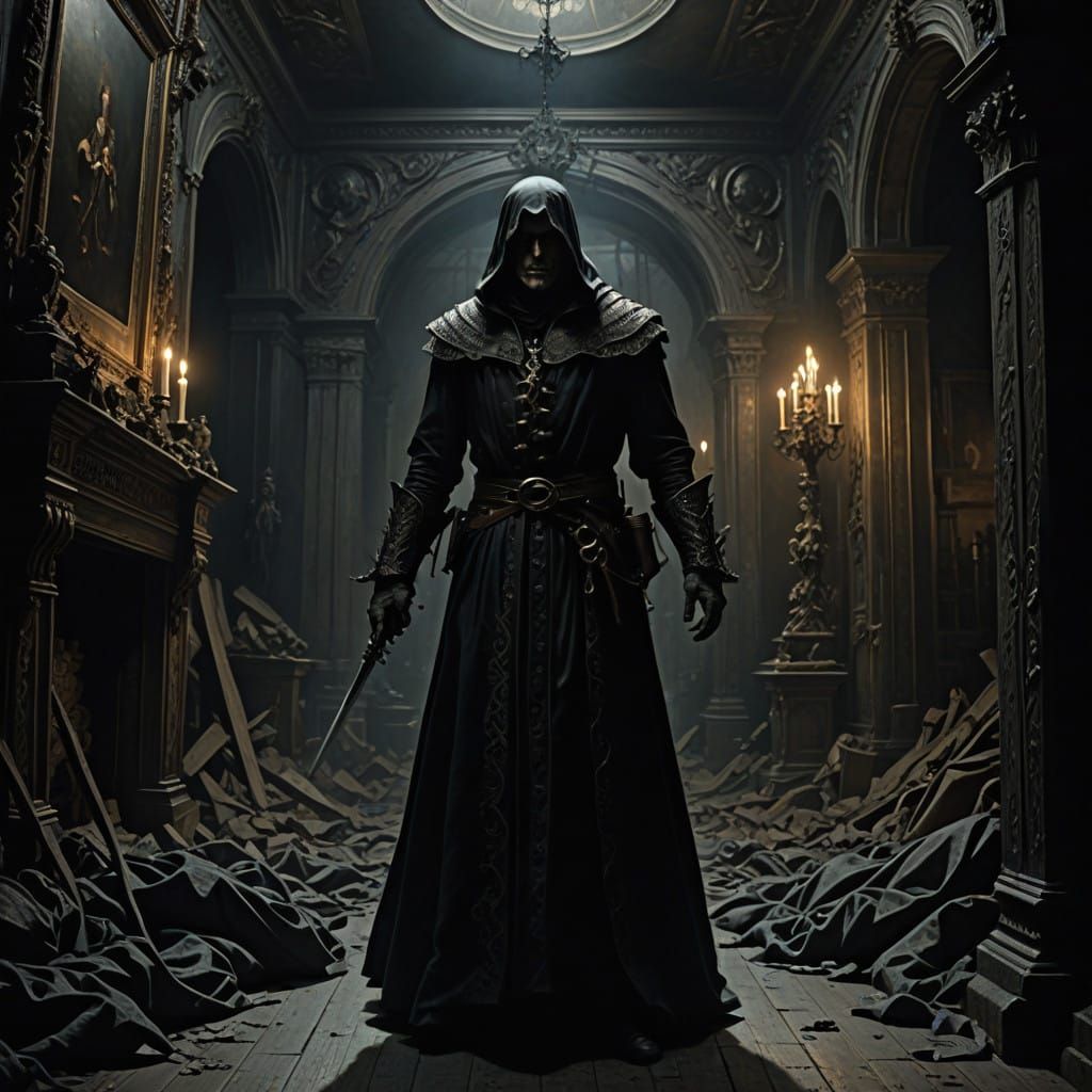 Baroque Horror Scene of Eerie Grandeur