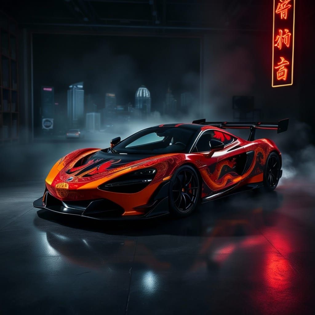 Sleek McLaren 750S Drift Car in Futuristic Studio
