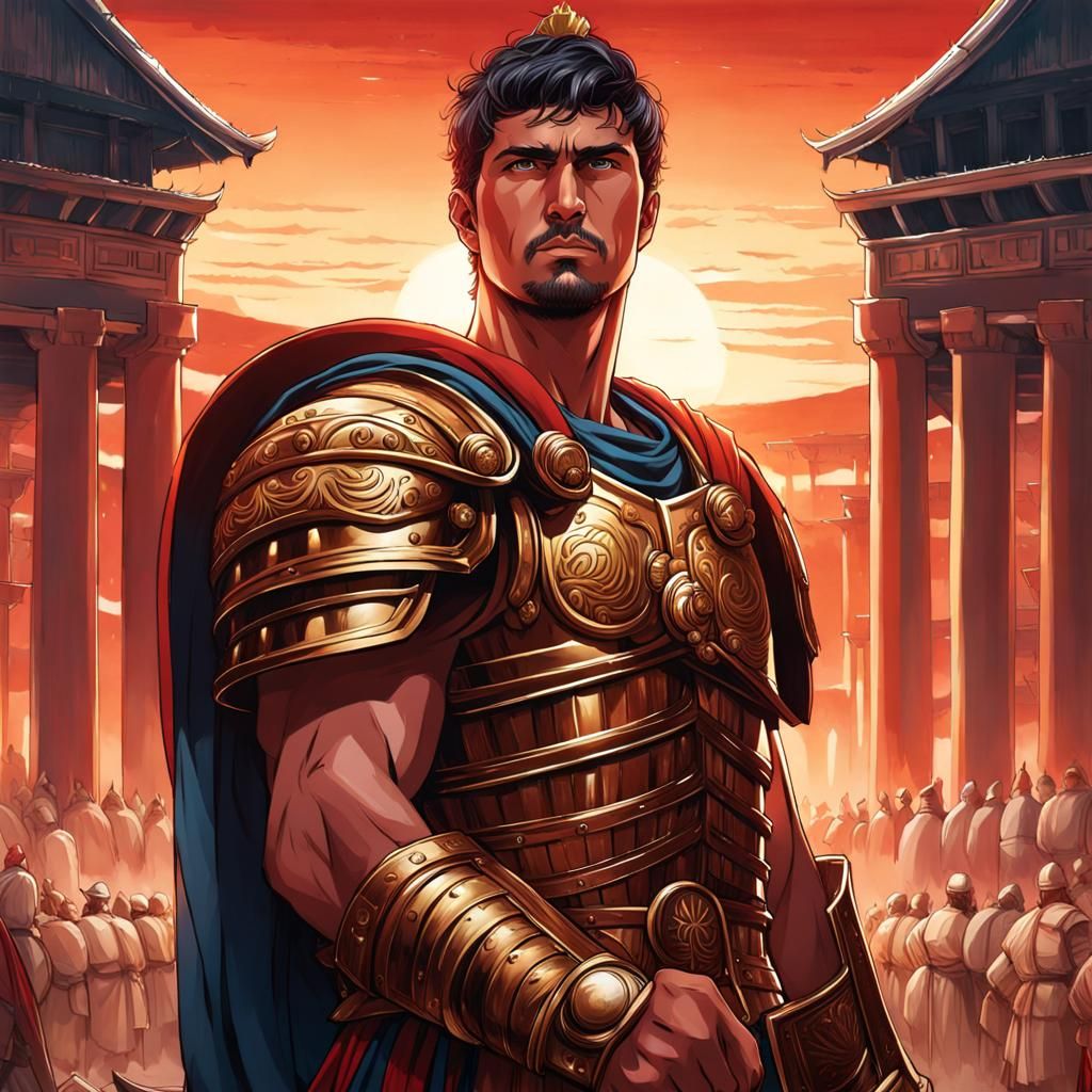 Roman Centurion Portrait in Anime Style