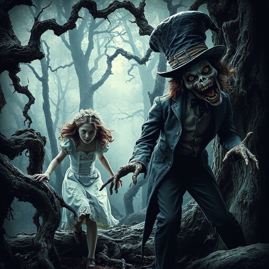 Haunted Alice in Wonderland: Macabre Mad Hatter Encounter