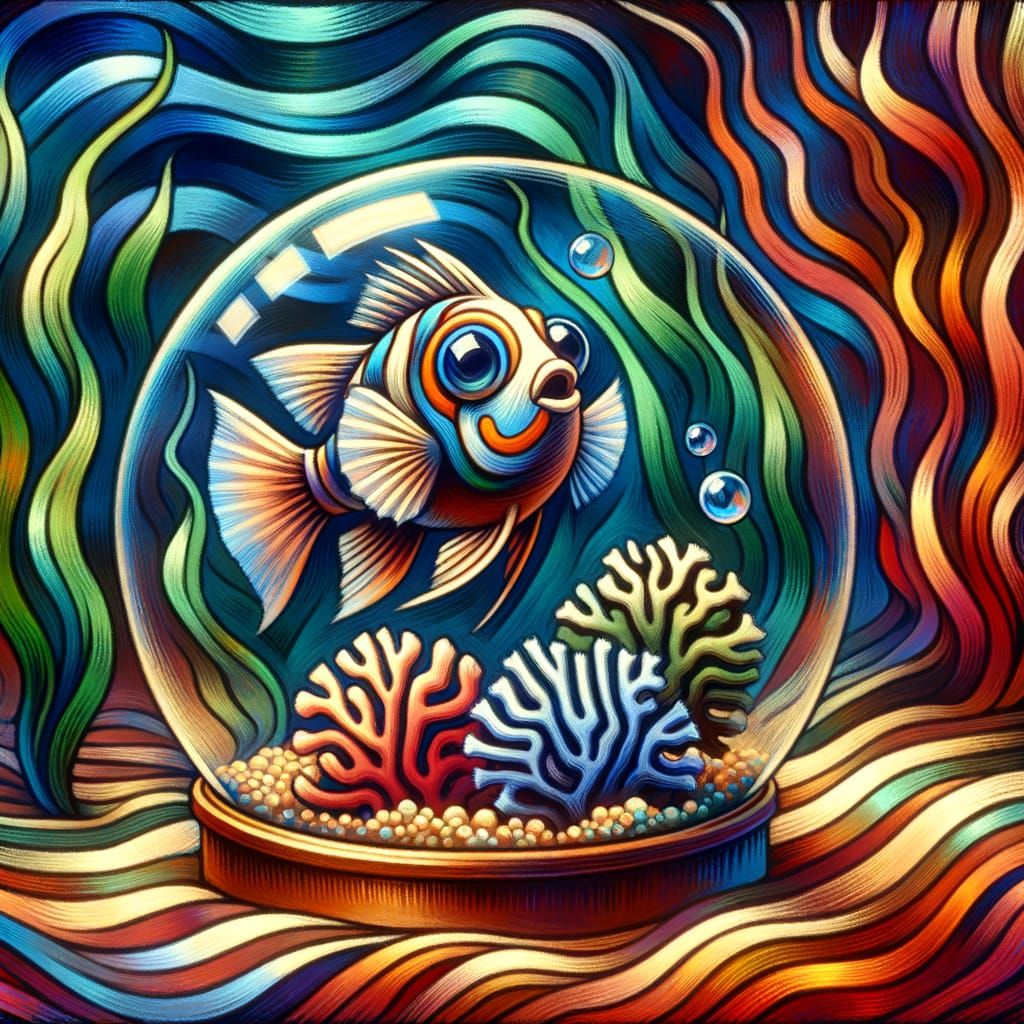 Escolar Fish Harvests Coral in Underwater Dome, Neo-Expressi...