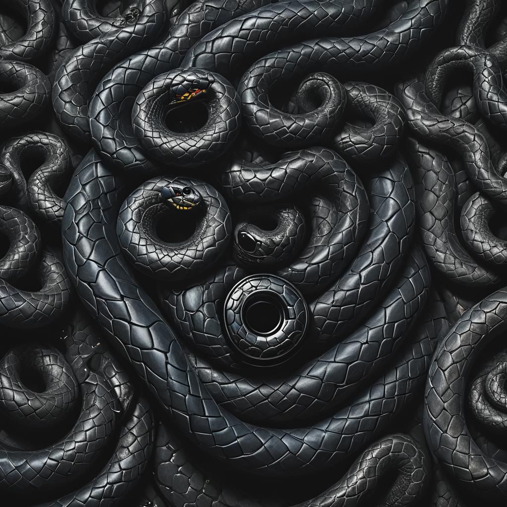 Black Snake Coiled Around Gemstone: Dark Fantasy Art