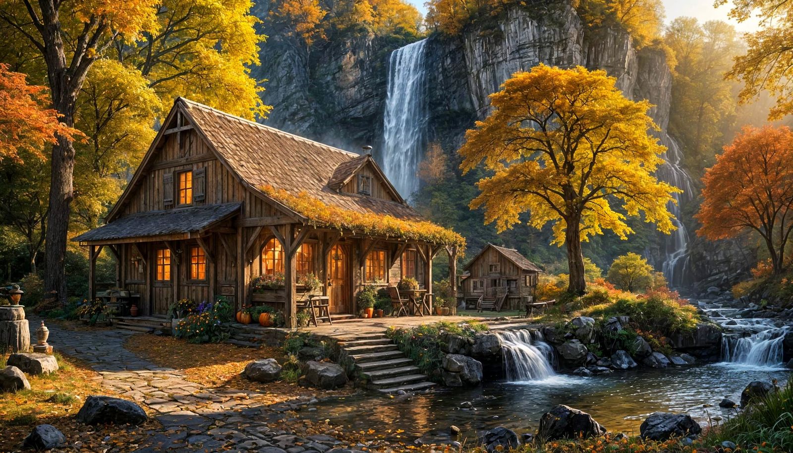 Fantasy Blacksmith Shop in Autumn Sunlight