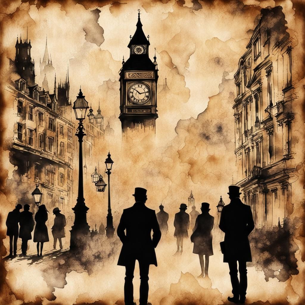 Steampunk Ink Painting of London Landmarks