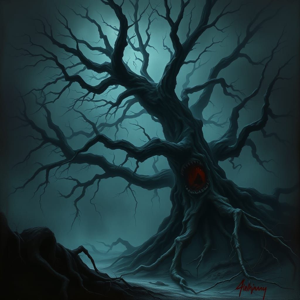 Eerie Twilight Landscape Inspired by Gothic Art