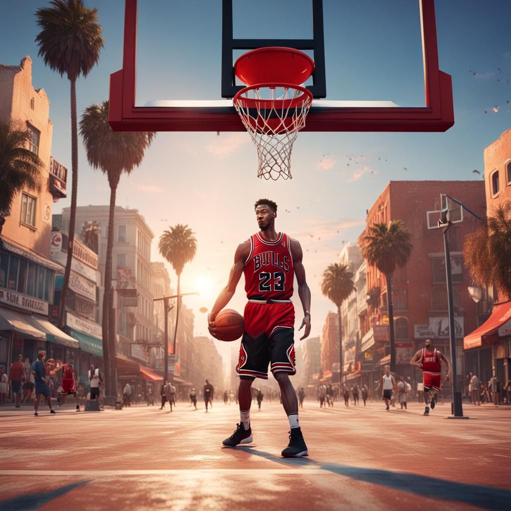 Basketball Player on Venice Beach in Digital Art