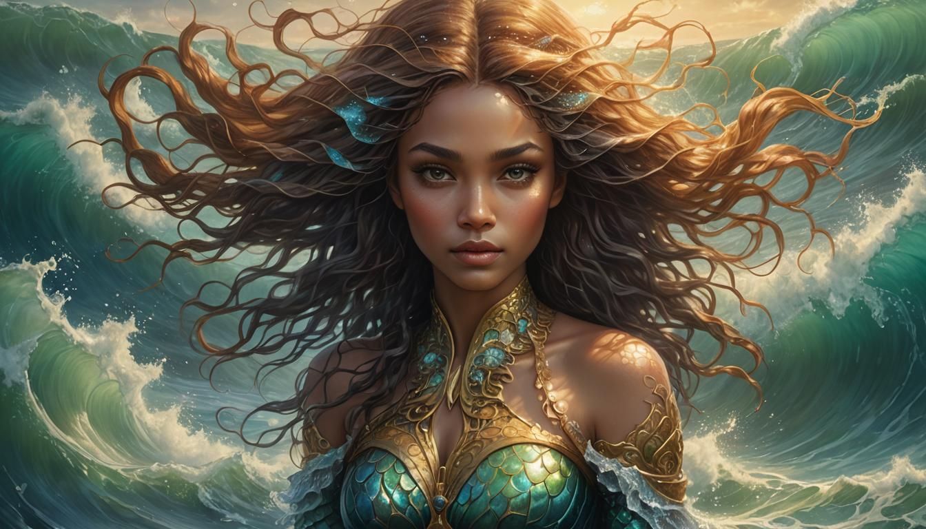 Fantasy Mermaid Portrait in Surrealist Style