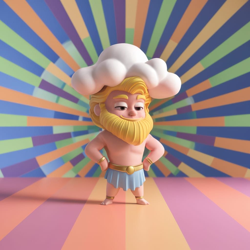 Pixar-Style Chibi Zeus Cartoon in 4K