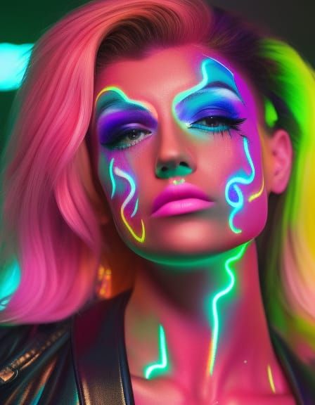 Psychedelic Club Dancer with UV Face Paint