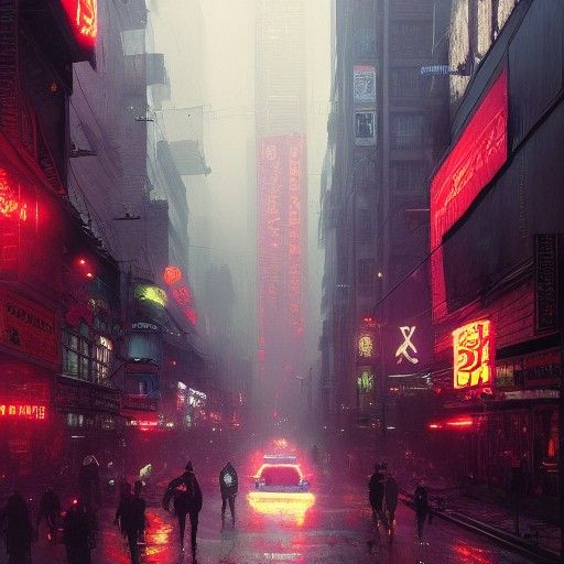 Ghost in Metropolis: Neon-Lit Concept Art