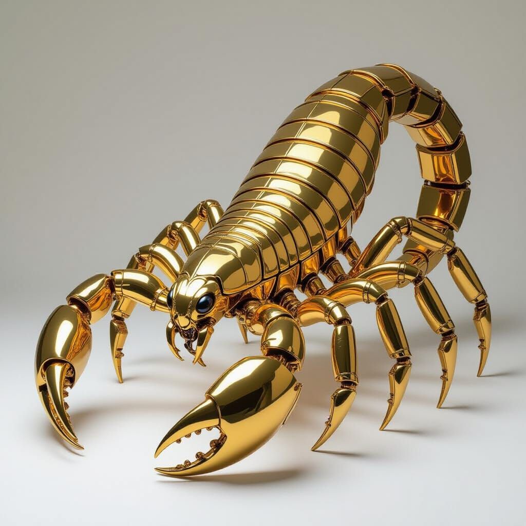 Golden Scorpion: Giger-Inspired Futuristic Elegance