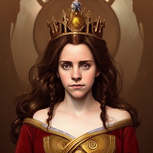 Hermione as Queen: Detailed Portrait in Art Nouveau Style