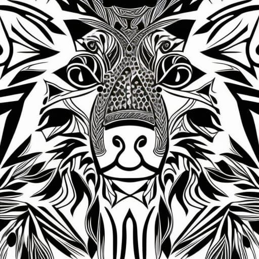 Tribal Bear Head Coloring Page Design