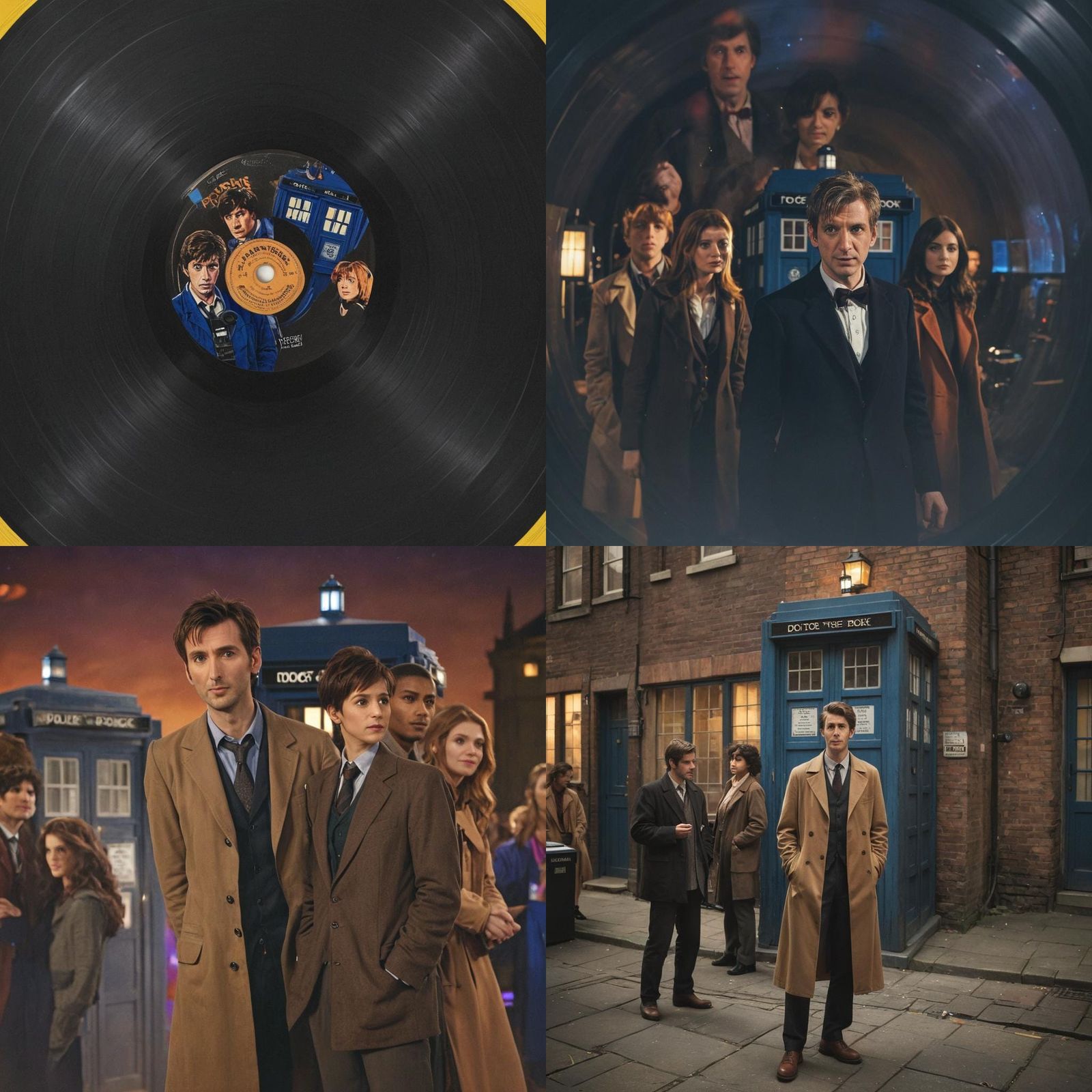 Doctor Who Record Sleeve with TARDIS and Companions