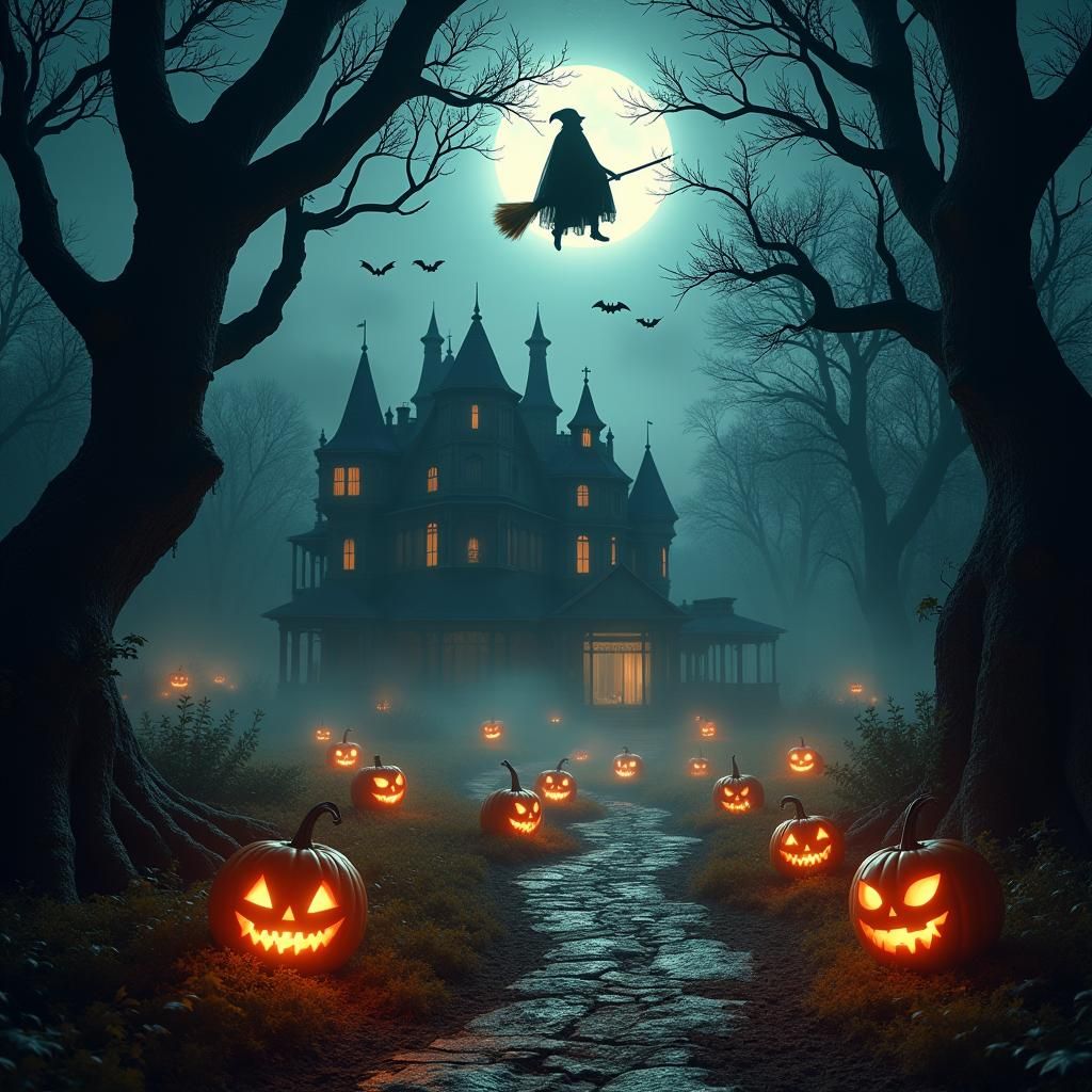 Mystical Halloween Night in Enchanted Forest