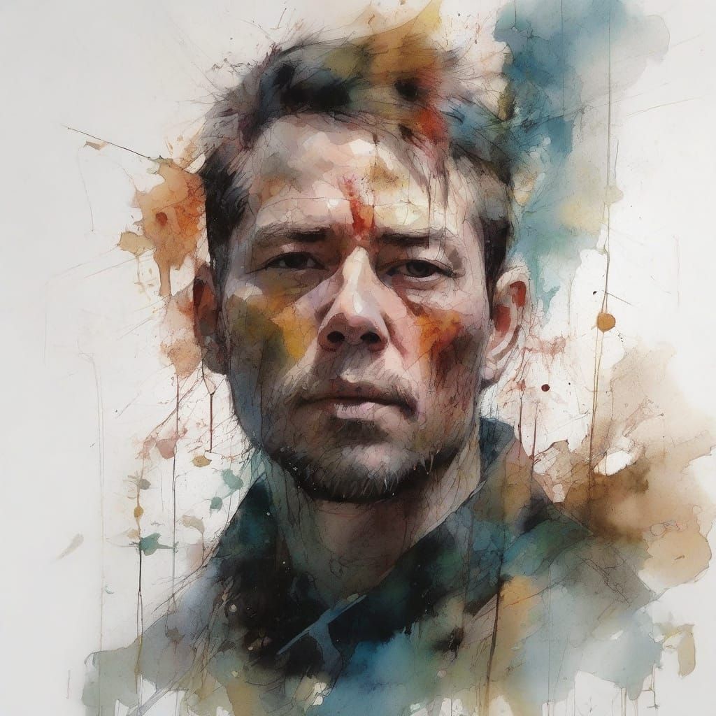 Ink Splash Portrait in Vibrant Expressionism