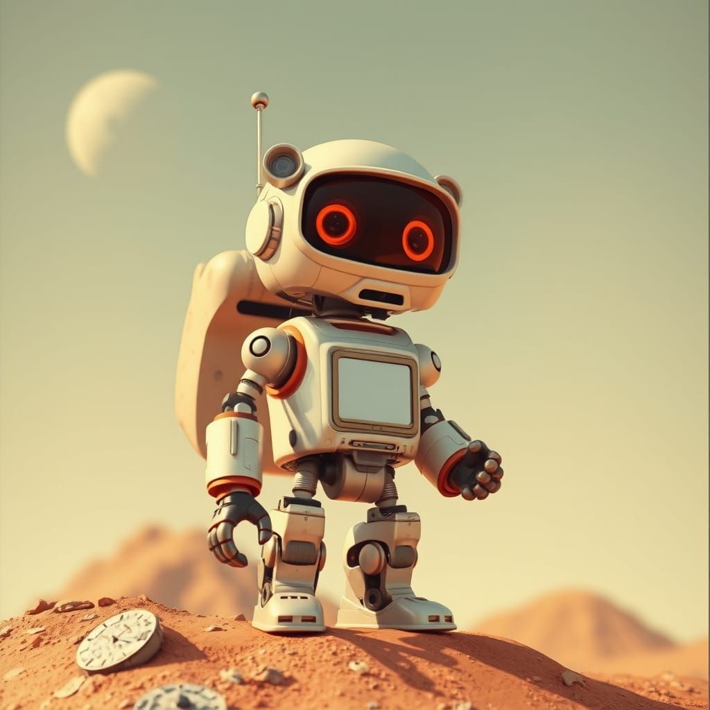 Mars Explorer Robot in Vintage Hyperrealism
