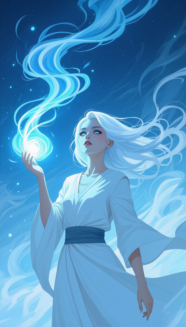 Girl with Tornado in Ethereal Digital Art