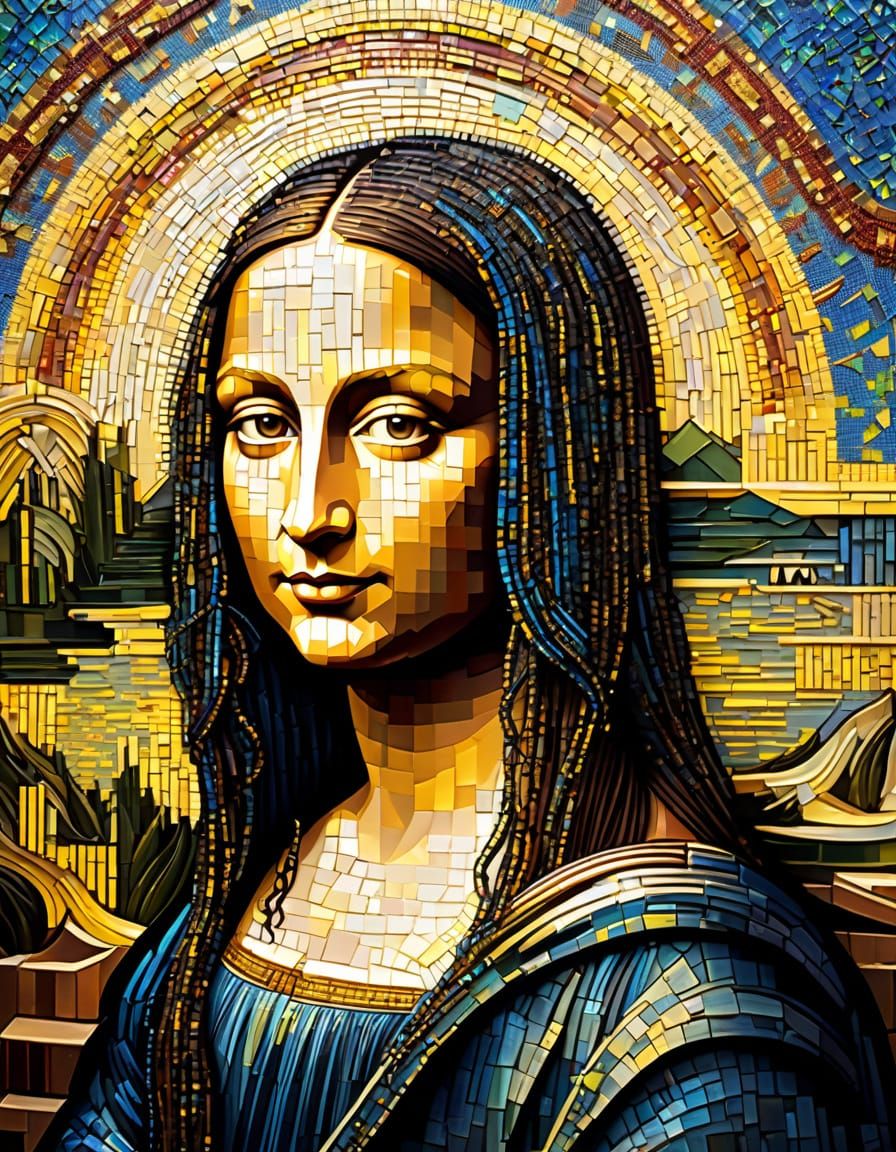 Mona Lisa Mosaic Portrait with Dreads