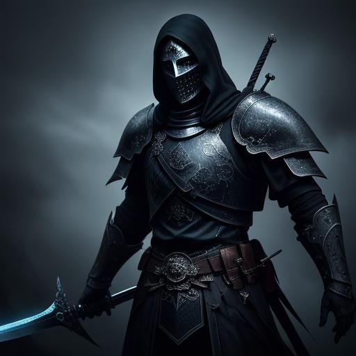 Knight with Glowing Sword in Dark Fantasy Art