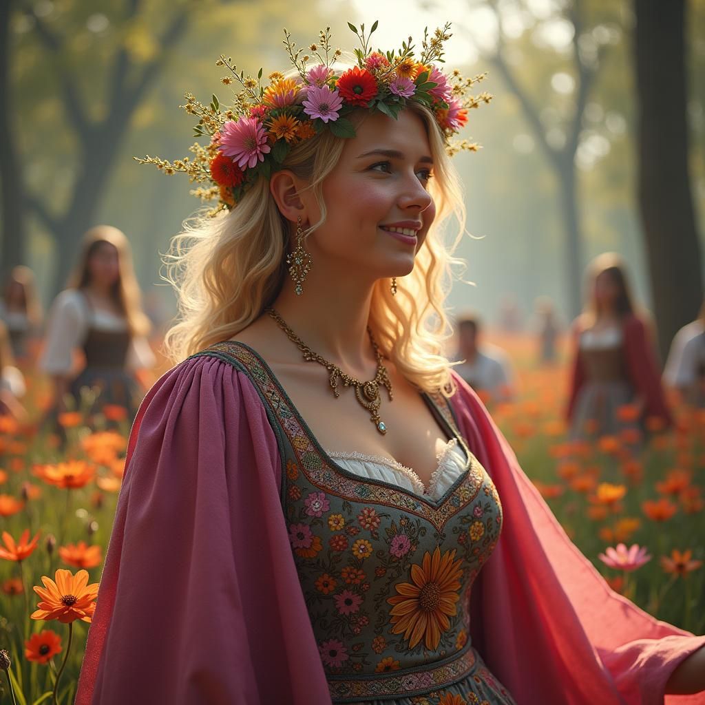 Lithuanian Woman in Medieval Midsummer Games