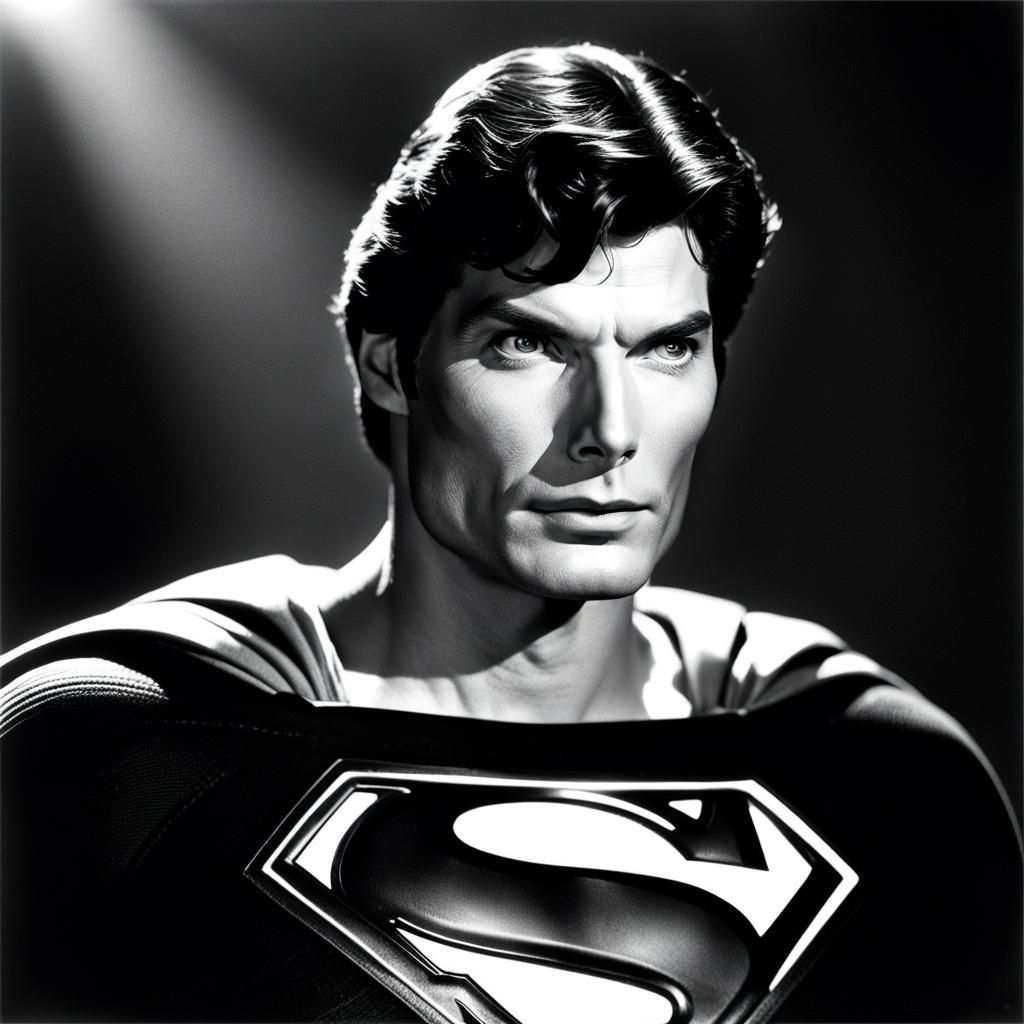 Superman Portrait in Vintage Monochrome Style