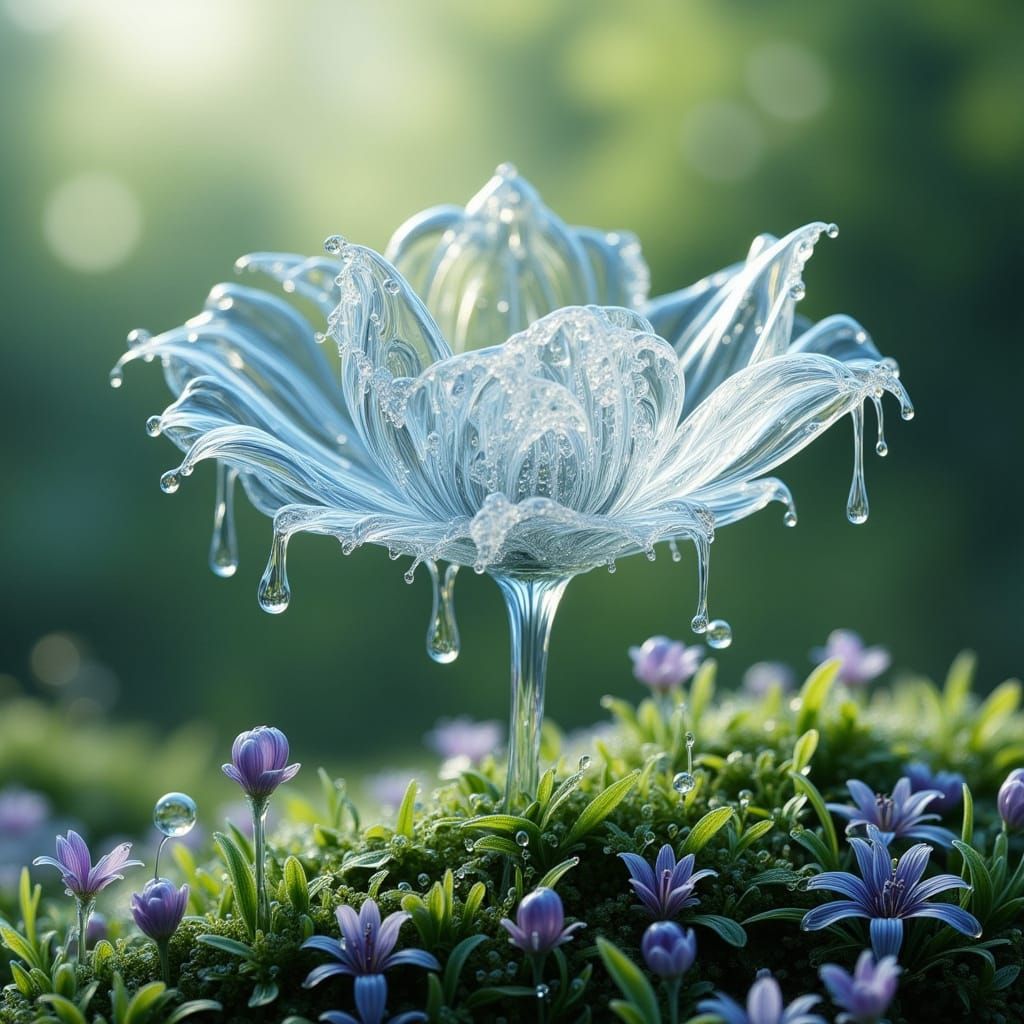 Dreamlike Water Flower Blooms in Enchanted Landscape