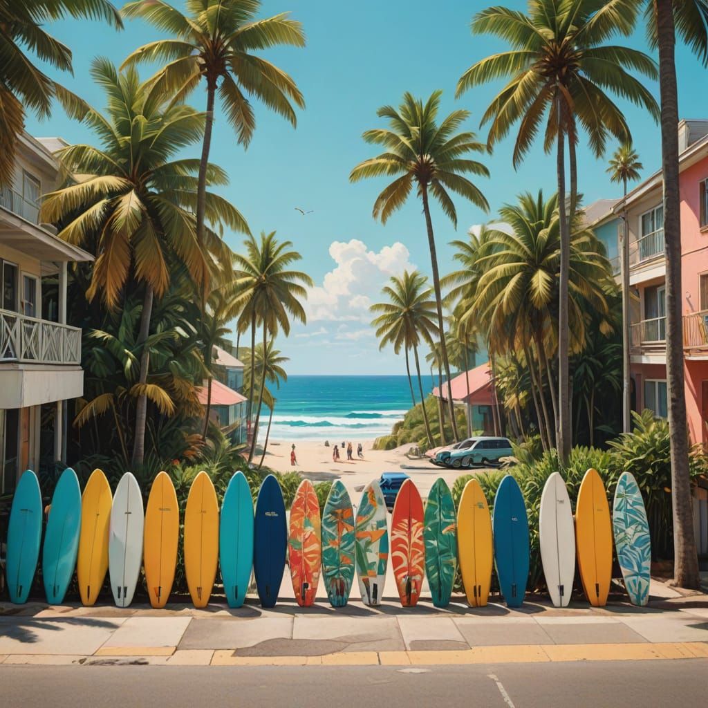 Vibrant Surf Culture City in Tropical Paradise