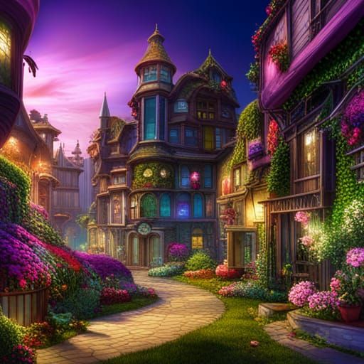 Fantasy Elven Apartment Complex with Flowers