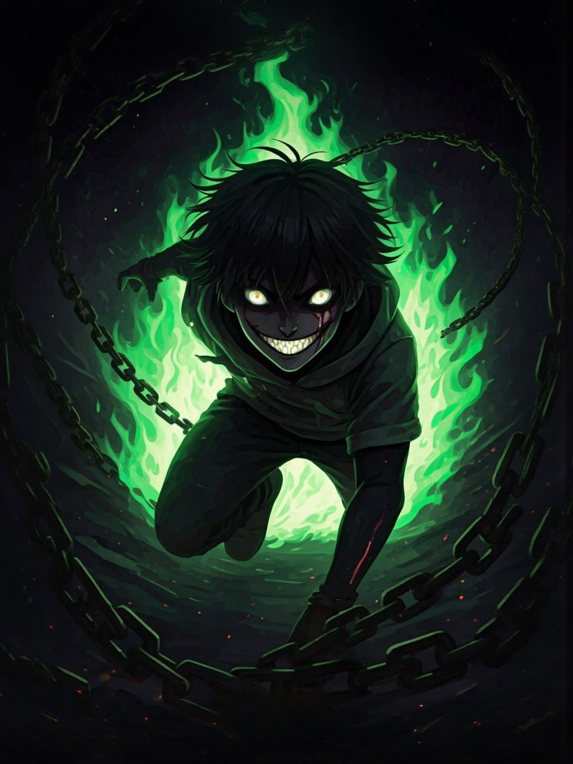 Cyberpunk Anime Anti-Hero in Flames