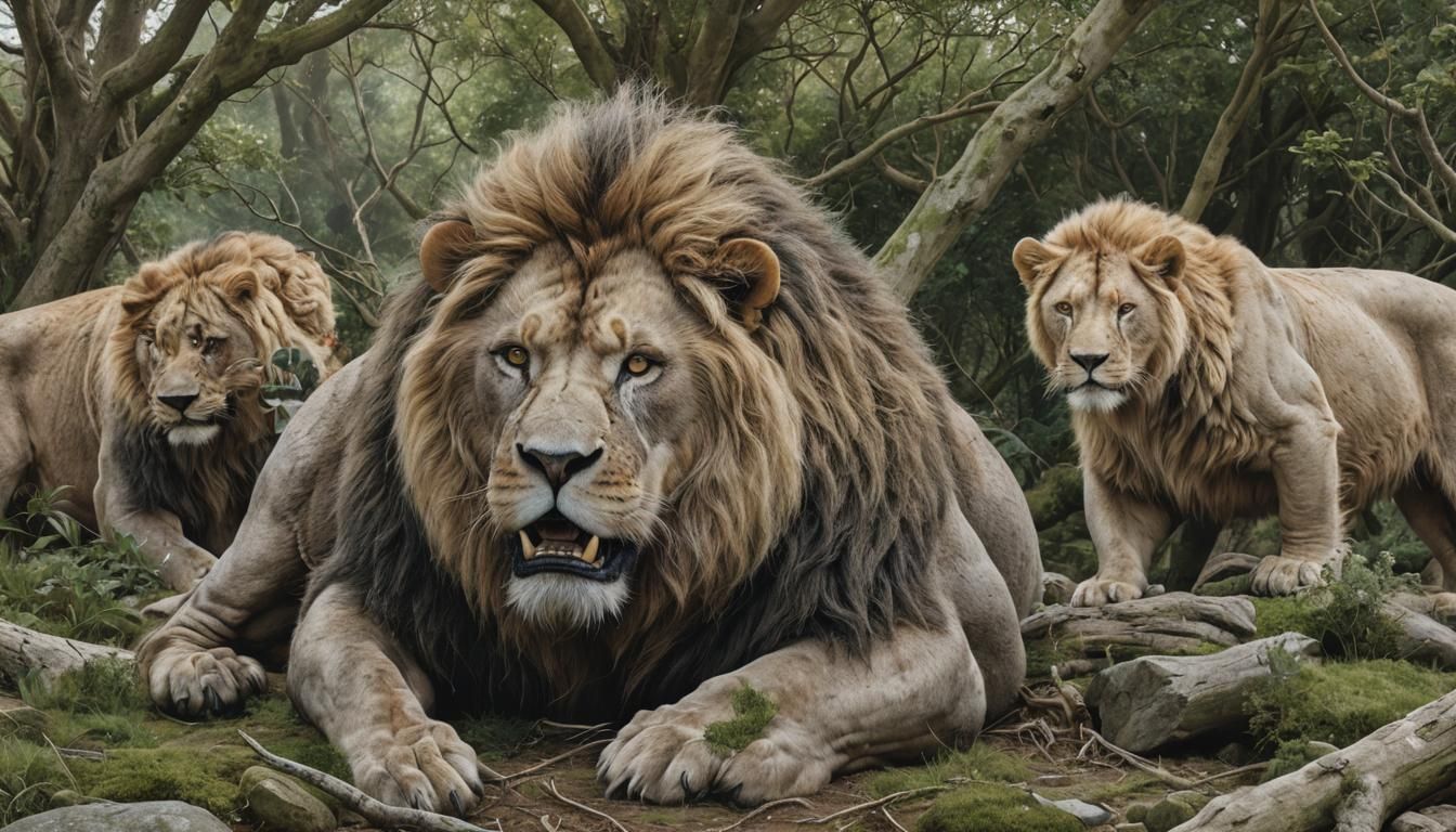 Photorealistic Lions in Vibrant Color
