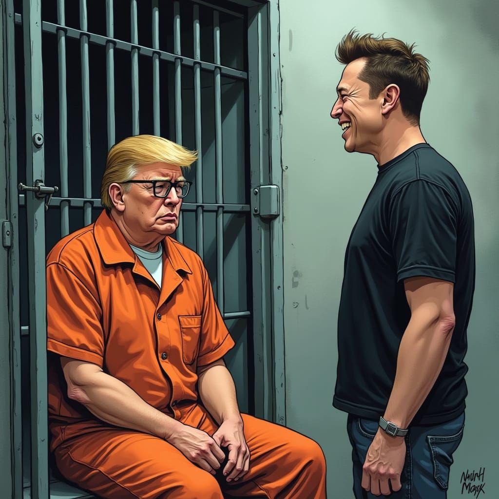Disappointed Trump Faces Off Against Smug Musk in Prison Cel...