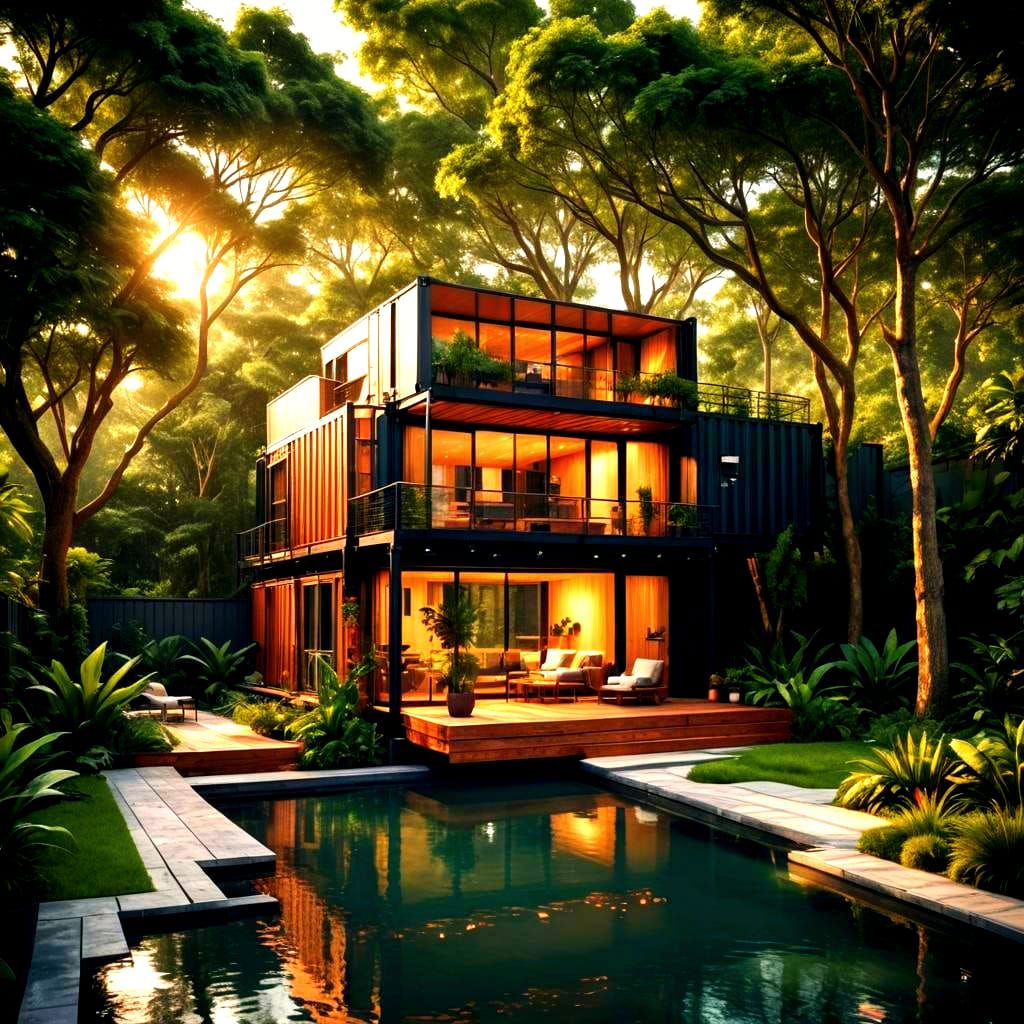 Hyperrealistic Shipping Container Home with Pool
