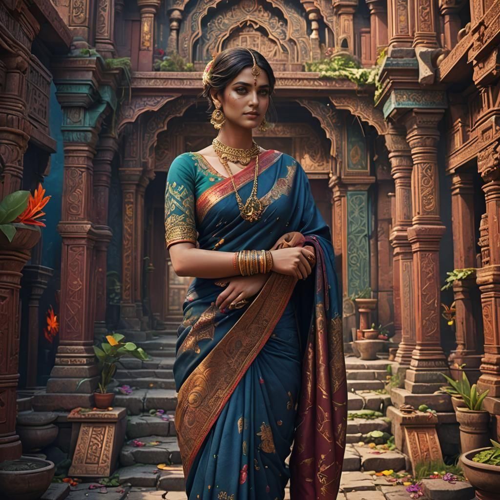 Detailed Saree in Fantasy Concept Art
