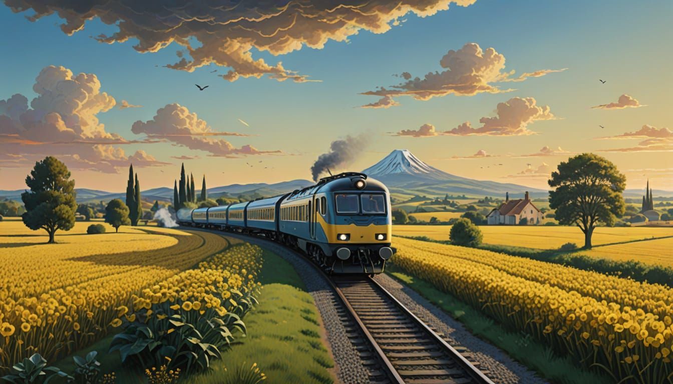 Surreal TGV Train Journey Through Dream Landscape