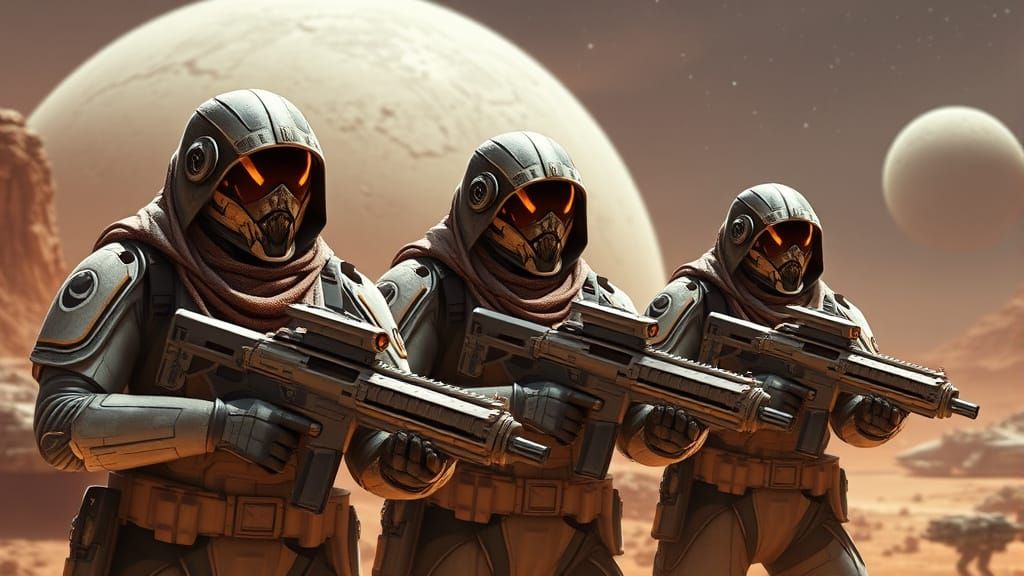 Futuristic Muslim Space Marines Explore Alien World