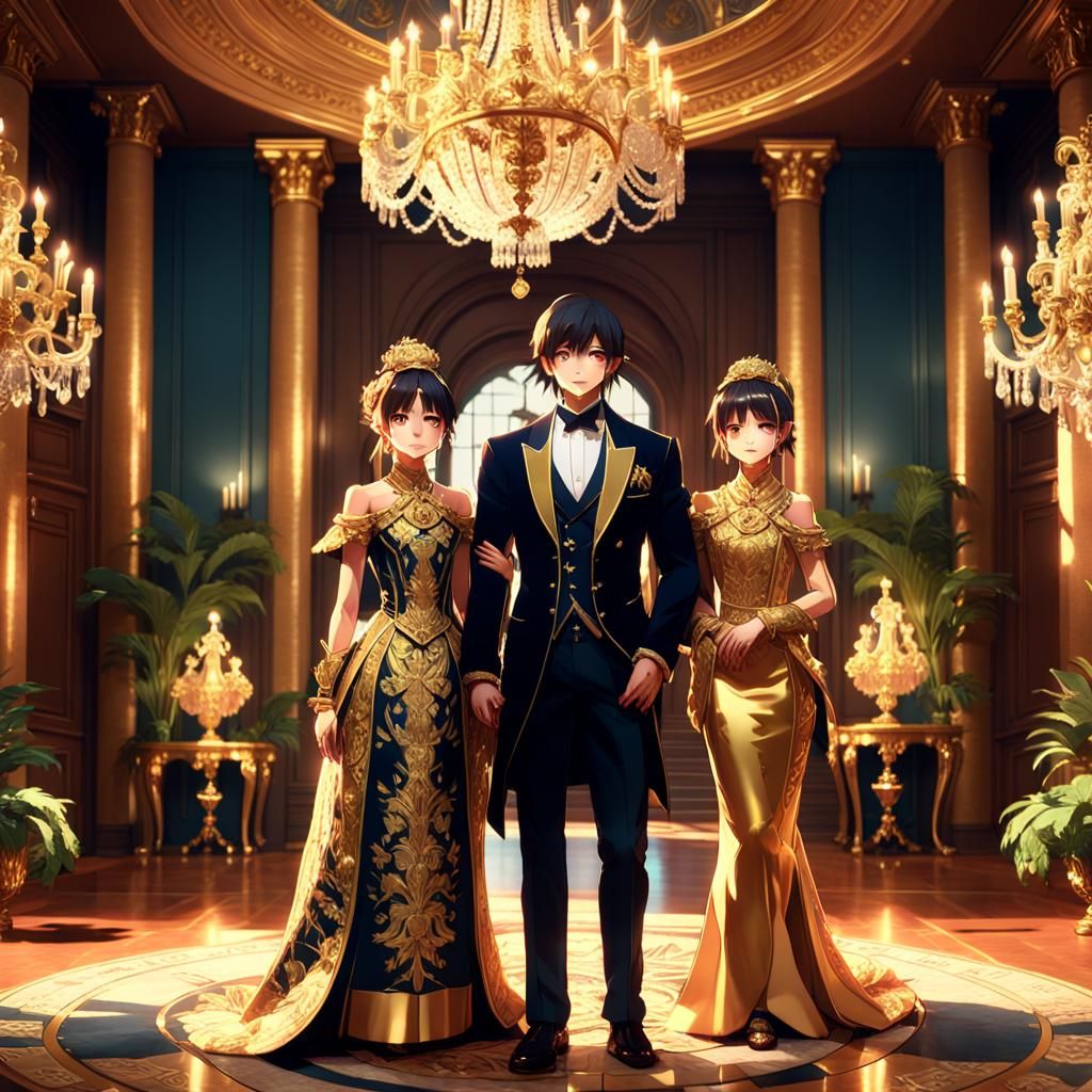 Luxurious Mansion Entrance in 3D Anime Art