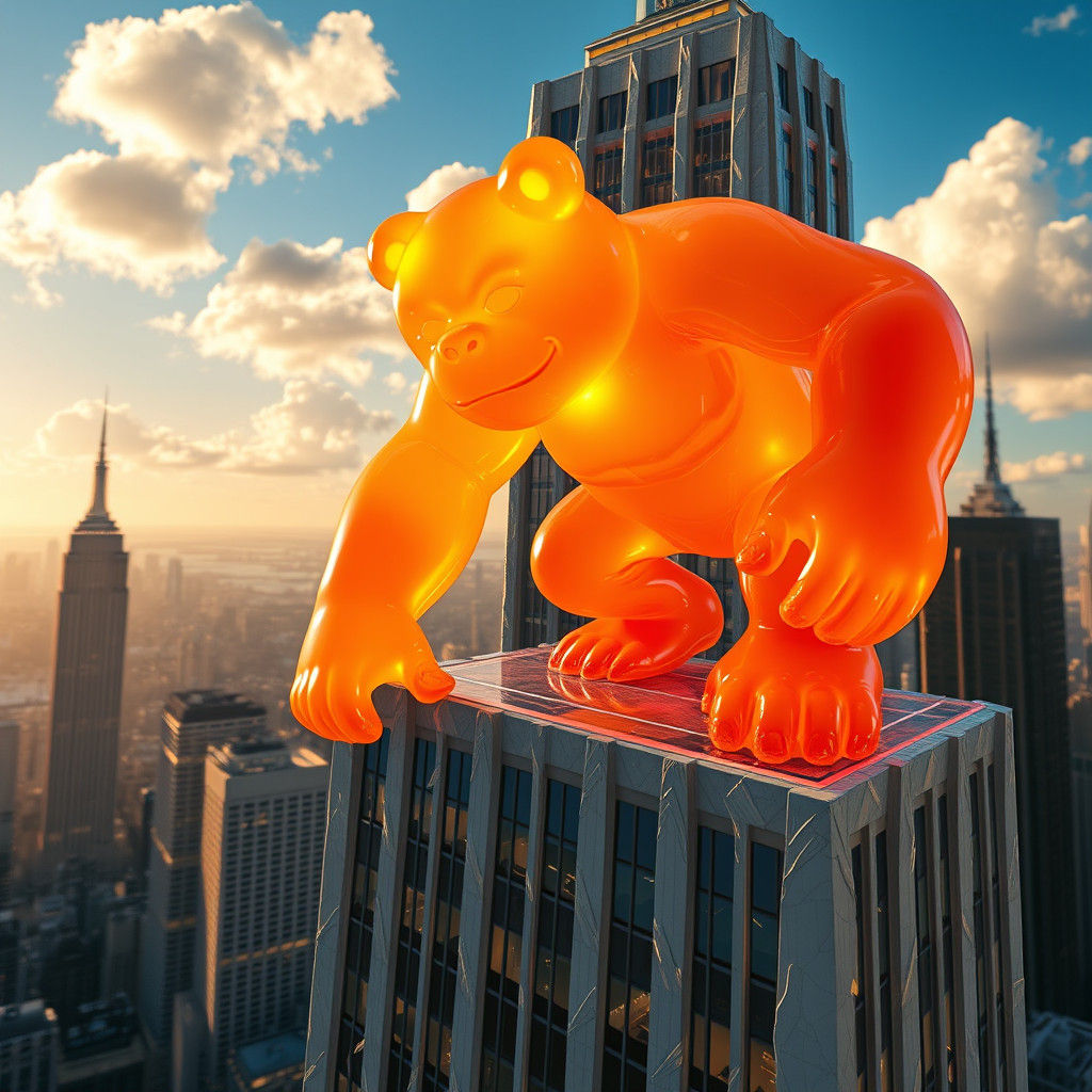 Gummy Kong Ascends Ice Cream Empire State Building