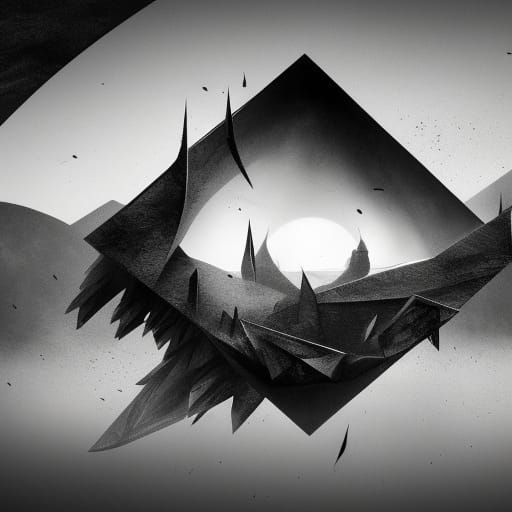 Minimalist Abstract Design: Triangle and Circle in Black