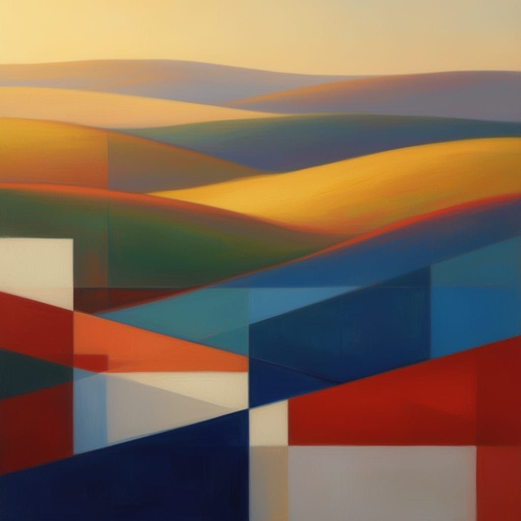 Abstract Landscape of Geometric Shapes and Vibrant Colors