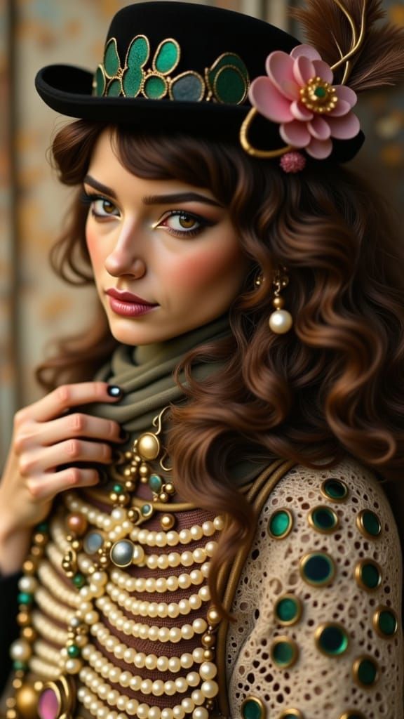 Vintagepunk Gothic Bruja in Tilt-Shift Cowboy Hat