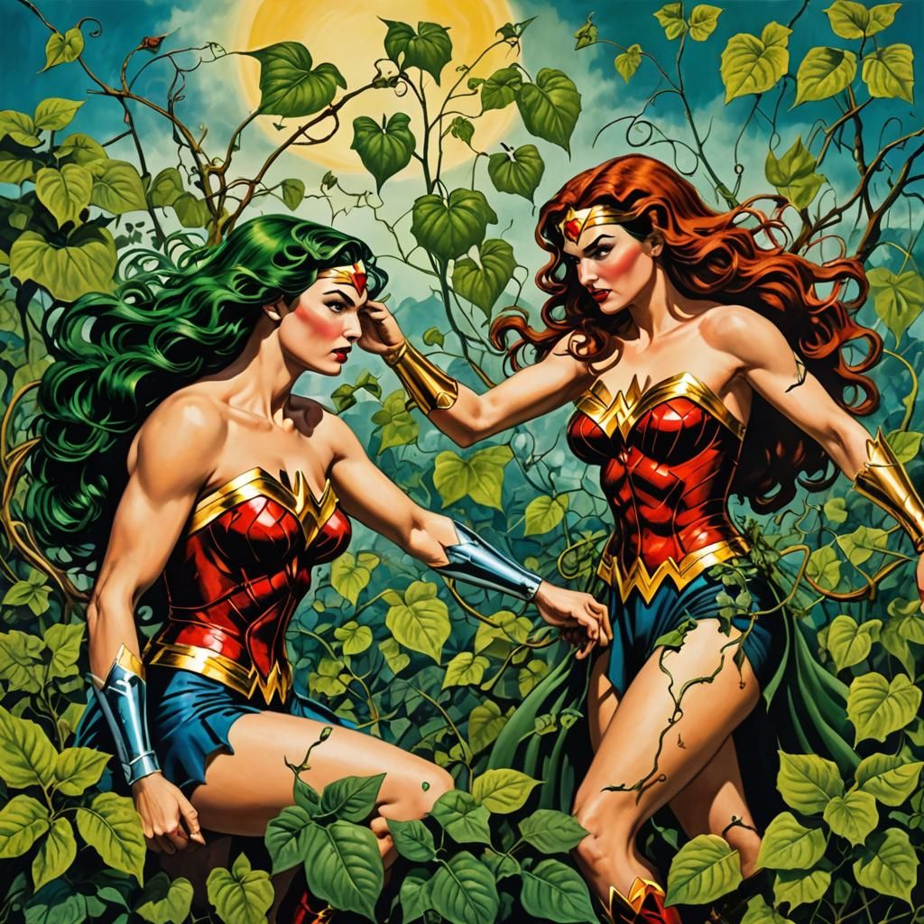 Wonder Woman gets entangled with a touch of Poison Ivy and a...