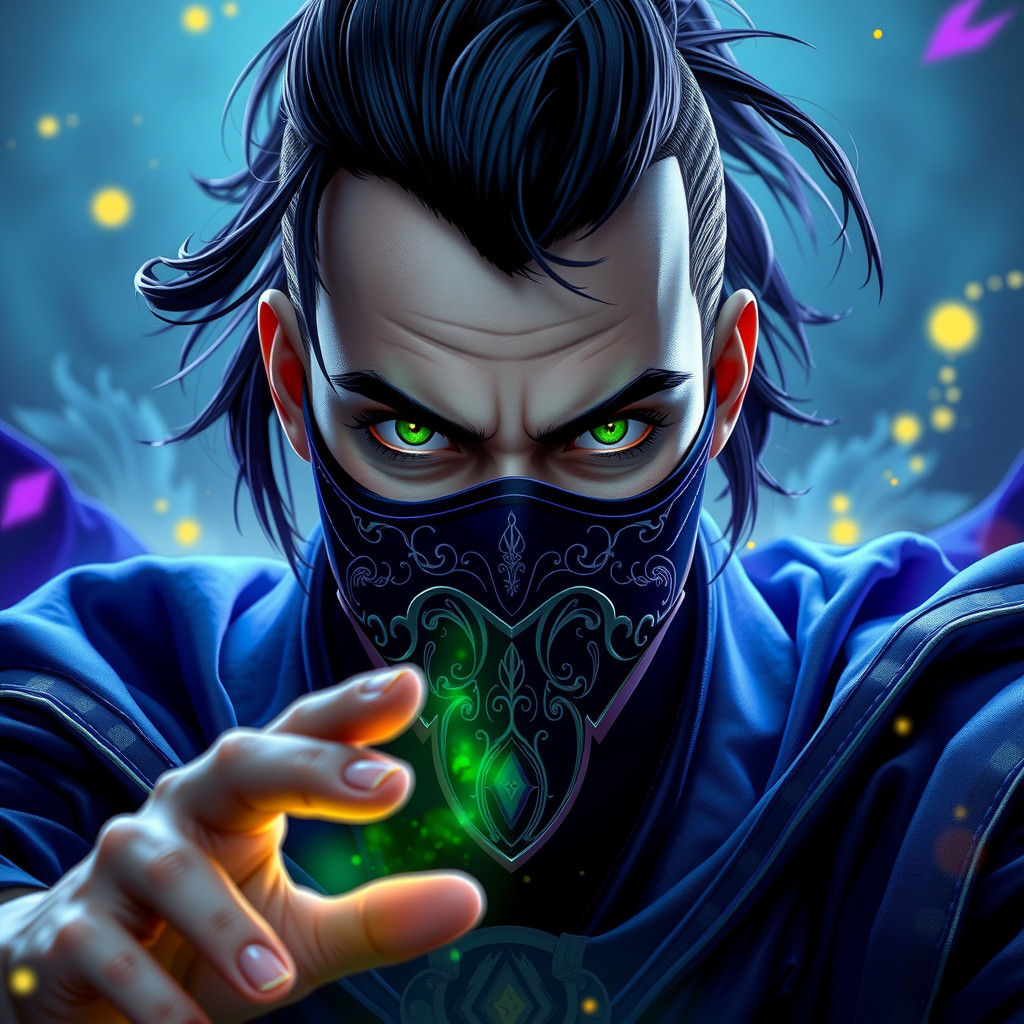 Mysterious Wizard Casting Spell in Art Nouveau Style