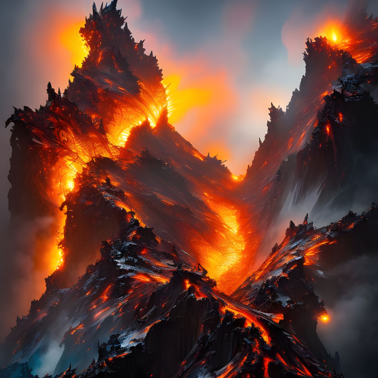 Erupting Volcano: Fantasycore Digital Art Masterpiece