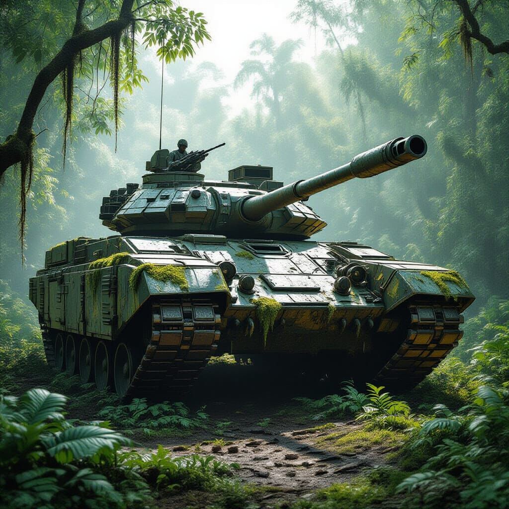 Ancient Tank Monument in Jungle Clearing - Post-Apocalyptic ...